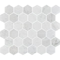 Nares hexagon marble mosaic tile white hexagonal polished marble with subtle gray veining and reflective surface