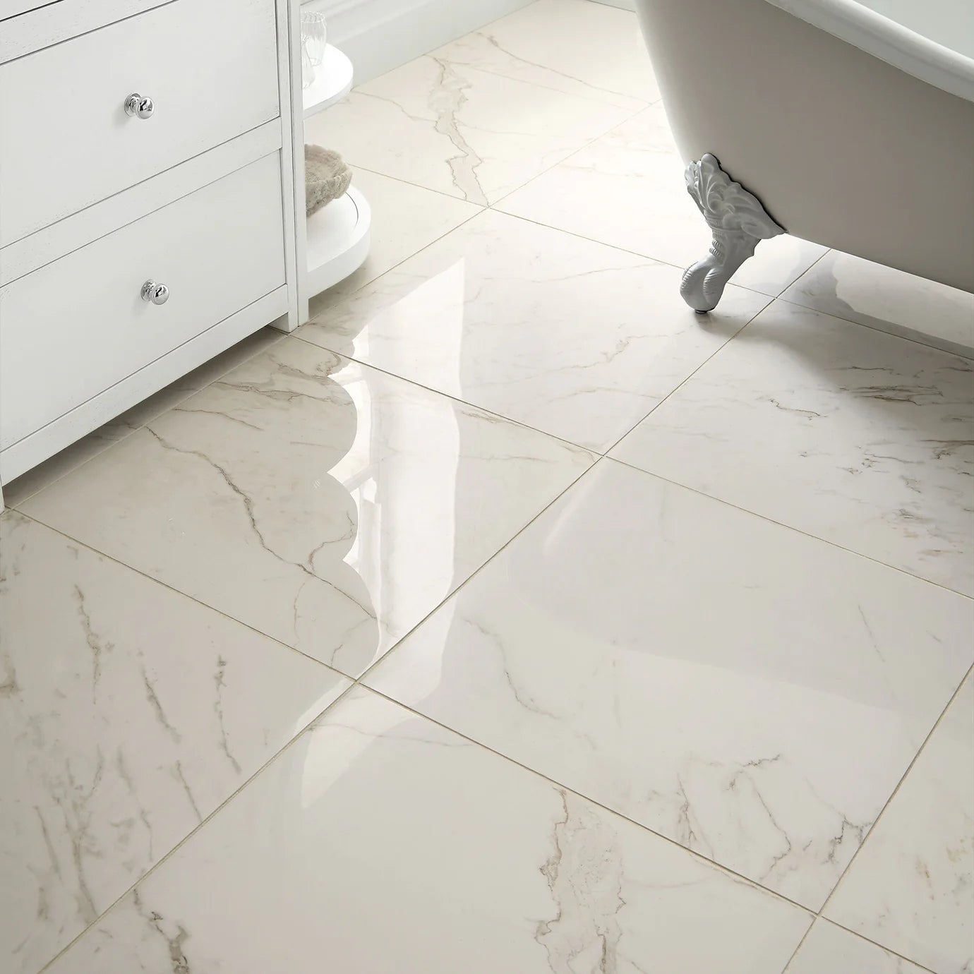 North Beach Montgomery Marble Effect Tile 60 x 60cm bathroom floor