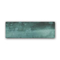 Nebula green rectangular teal ceramic tile with textured weathered finish measuring 10 by 30 centimeters