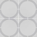 Gray circular patterned ceramic floor tile neisha crosland tulia hula hoop dove with dove gray tones