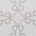 Neisha crosland tulia molly portland ornamental tile with a delicate light gray quatrefoil pattern on white background