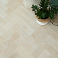 Beige herringbone patterned buscot limestone brick velvet finish stone floor tiles in natural stone material