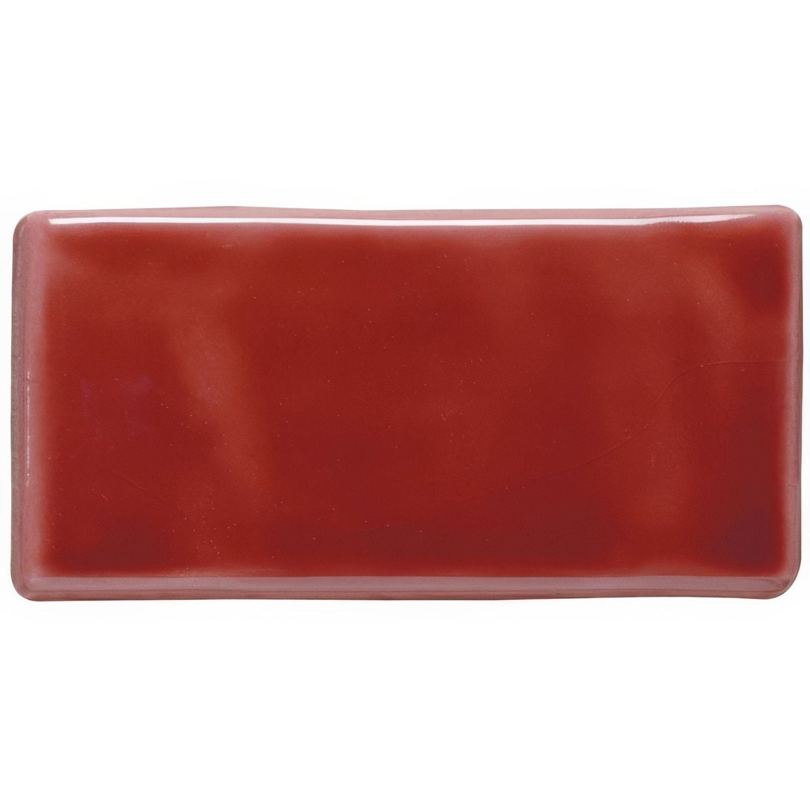 A glossy rectangular ceramic new burgundy half tile in rich terracotta red for stylish wall or floor use