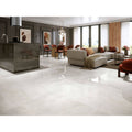 Shiny white polished marble floor tiles nilo 1846 with subtle veining for elegant interior flooring