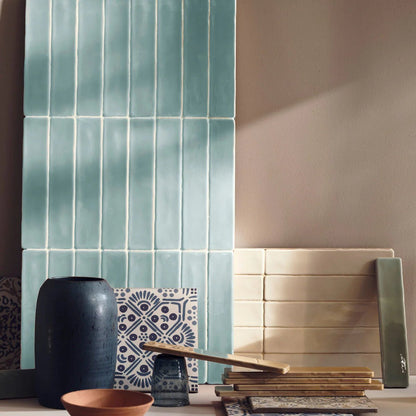 Nina Campbell Rivage Aqua Glazed Wall Tile