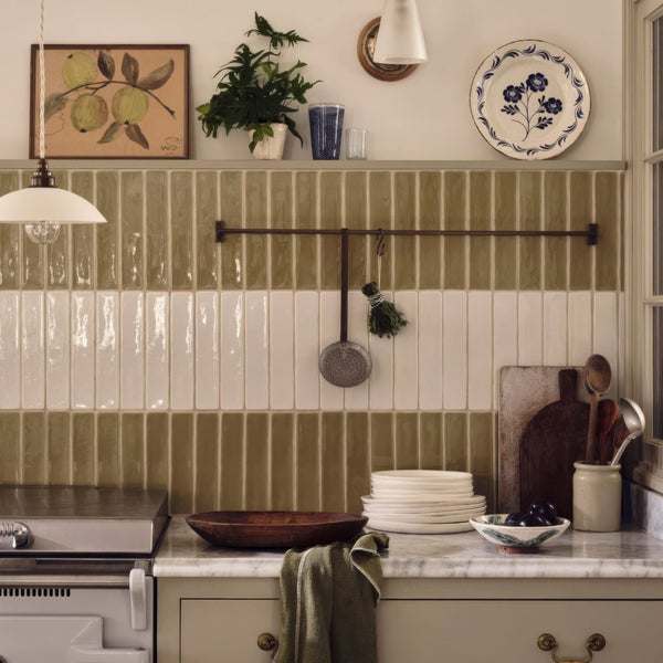 Olive Glazed Wall Tile 25x5cm