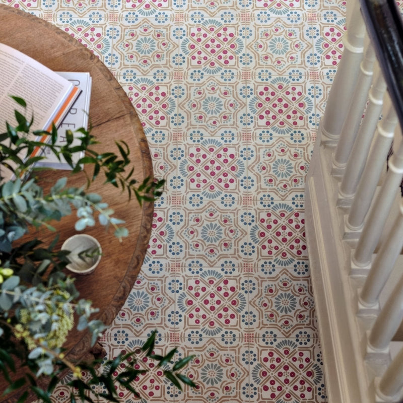 Nina Campbell Seville Coral Aqua Porcelain Tile