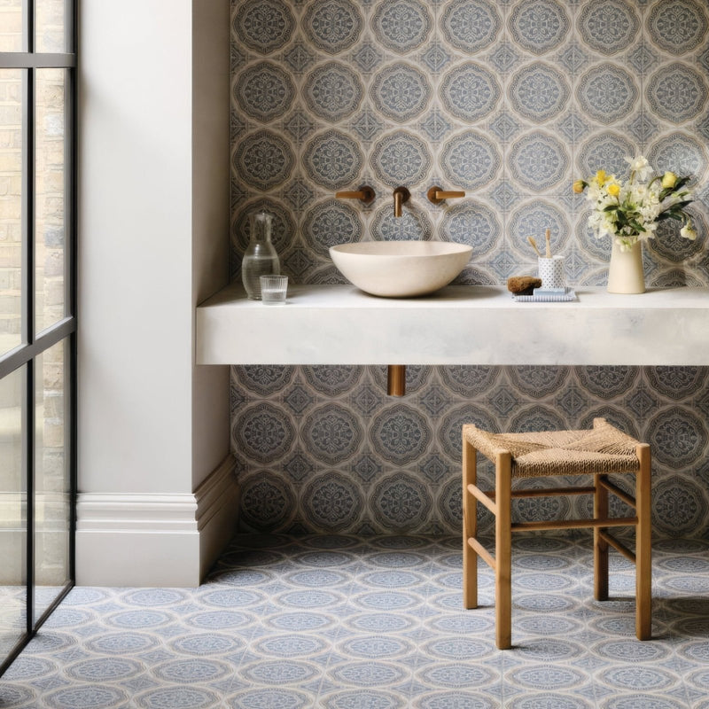Nina Campbell Udaipur Blue Porcelain Tile