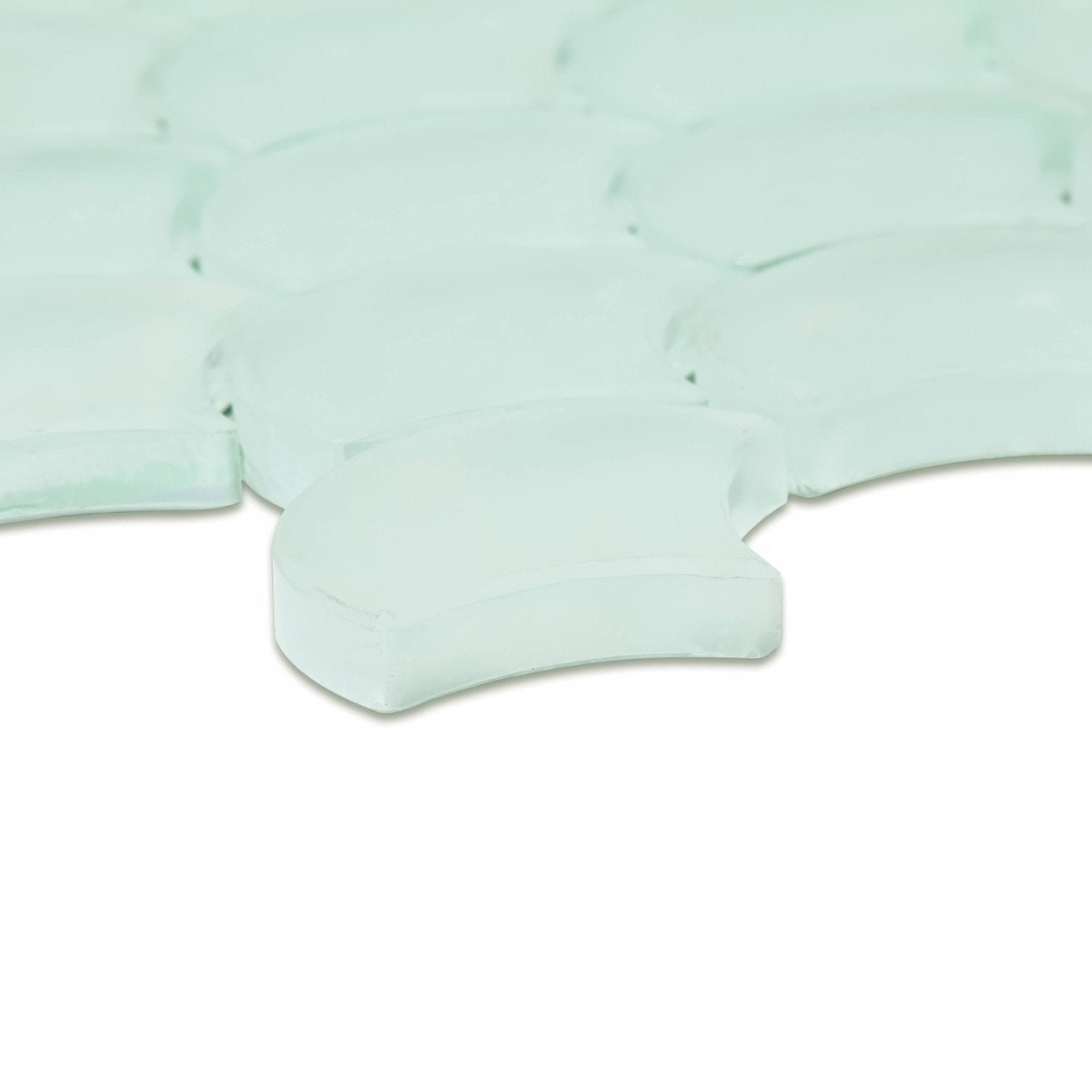 Nordic glass Tromso Fjord mosaic light green translucent glass tiles with smooth slightly curved surface
