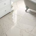 White marble-effect bathroom floor tiles with subtle gray veining north beach montgomery marble effect tile 60 x 60cm