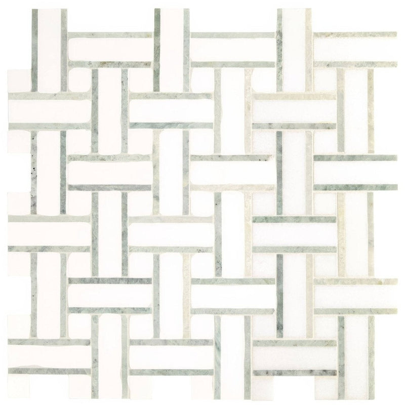 North Haven Basketweave Marble Mosaic Tile