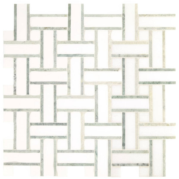 Basketweave Marble Mosaic Tile