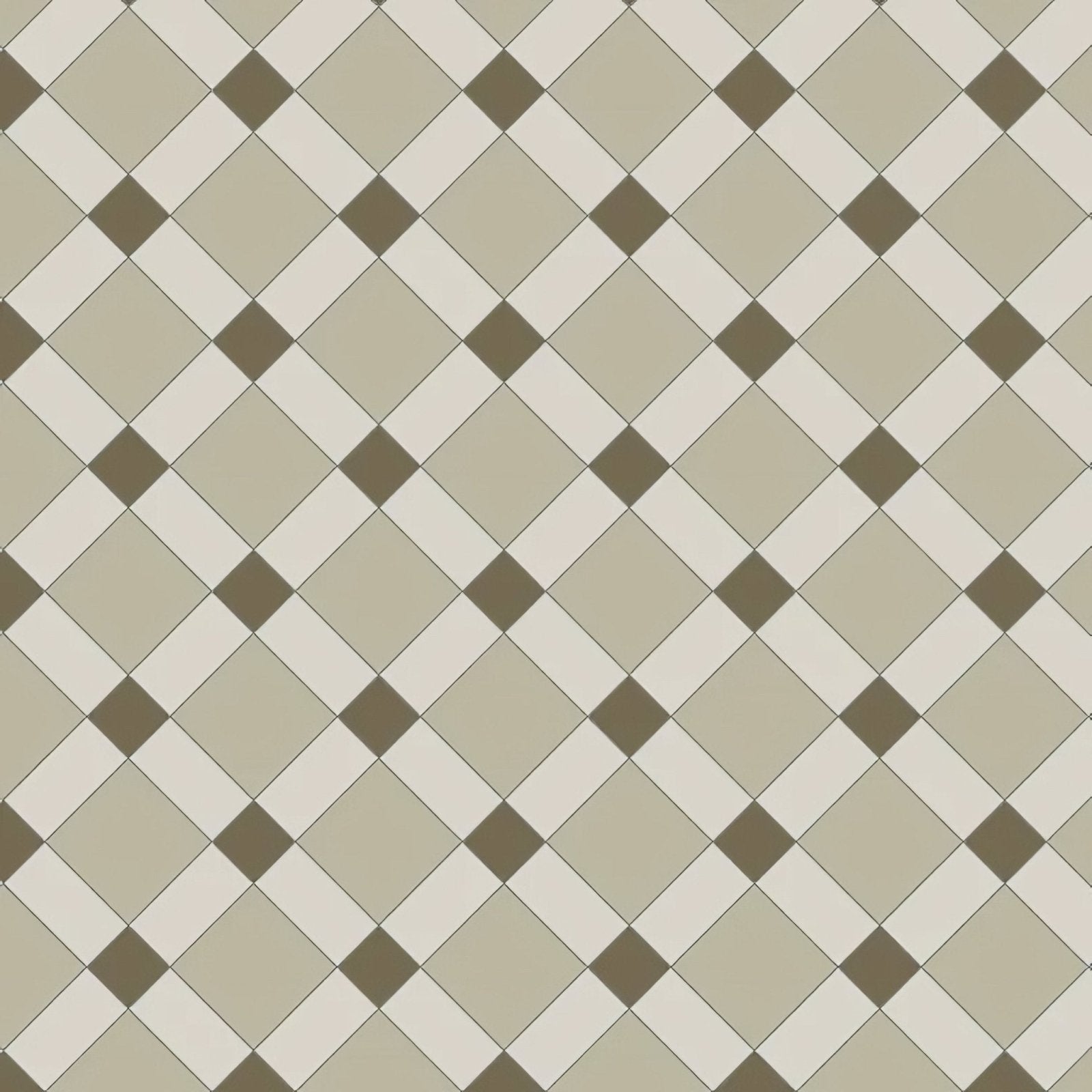 Beige and taupe diamond-patterned tile flooring from norwich chester mews dover white and green collection
