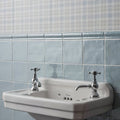 White ceramic wall-mounted Nova Scotia Mahone sink 60x30cm with chrome cross-handle faucets