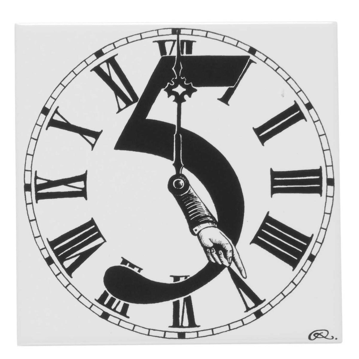 Rory Dobner 5 – Clock Hands Number Tile - Ceramic