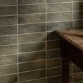 Gray rectangular oasis veloute ceramic sage matt tiles with matte textured finish arranged in neat rows