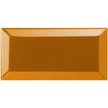 A glossy amber ochre metro bevelled tile serving platter with a smooth reflective surface and slightly raised edges