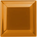 A square-shaped glossy orange ceramic plate with a slightly raised rim from the ochre metro bevelled tile collection 75 x 75mm