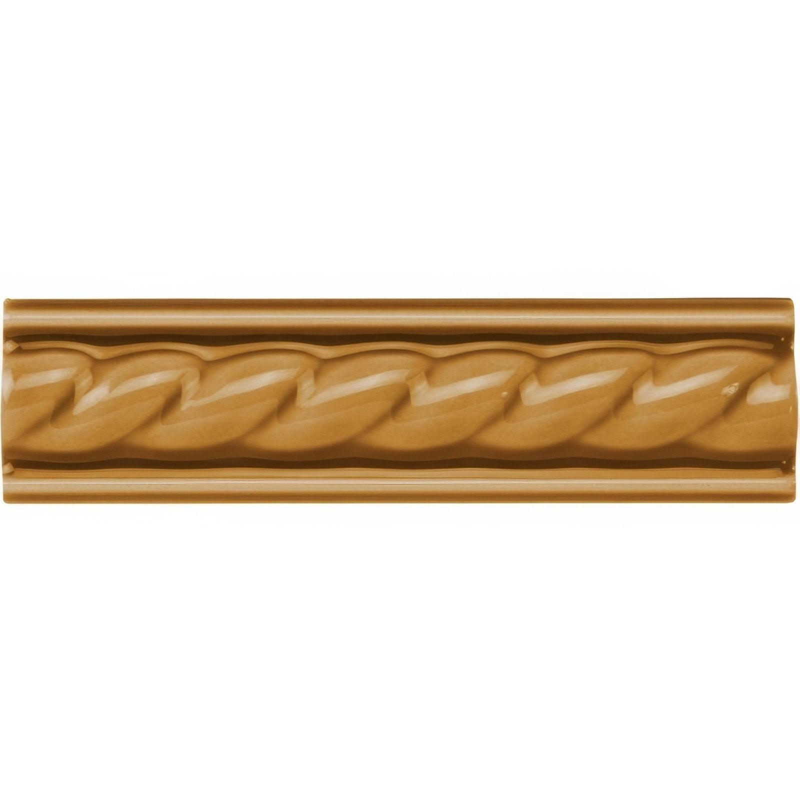 Ochre rope moulding with golden rope-textured ceramic crown molding for decorative interior trim