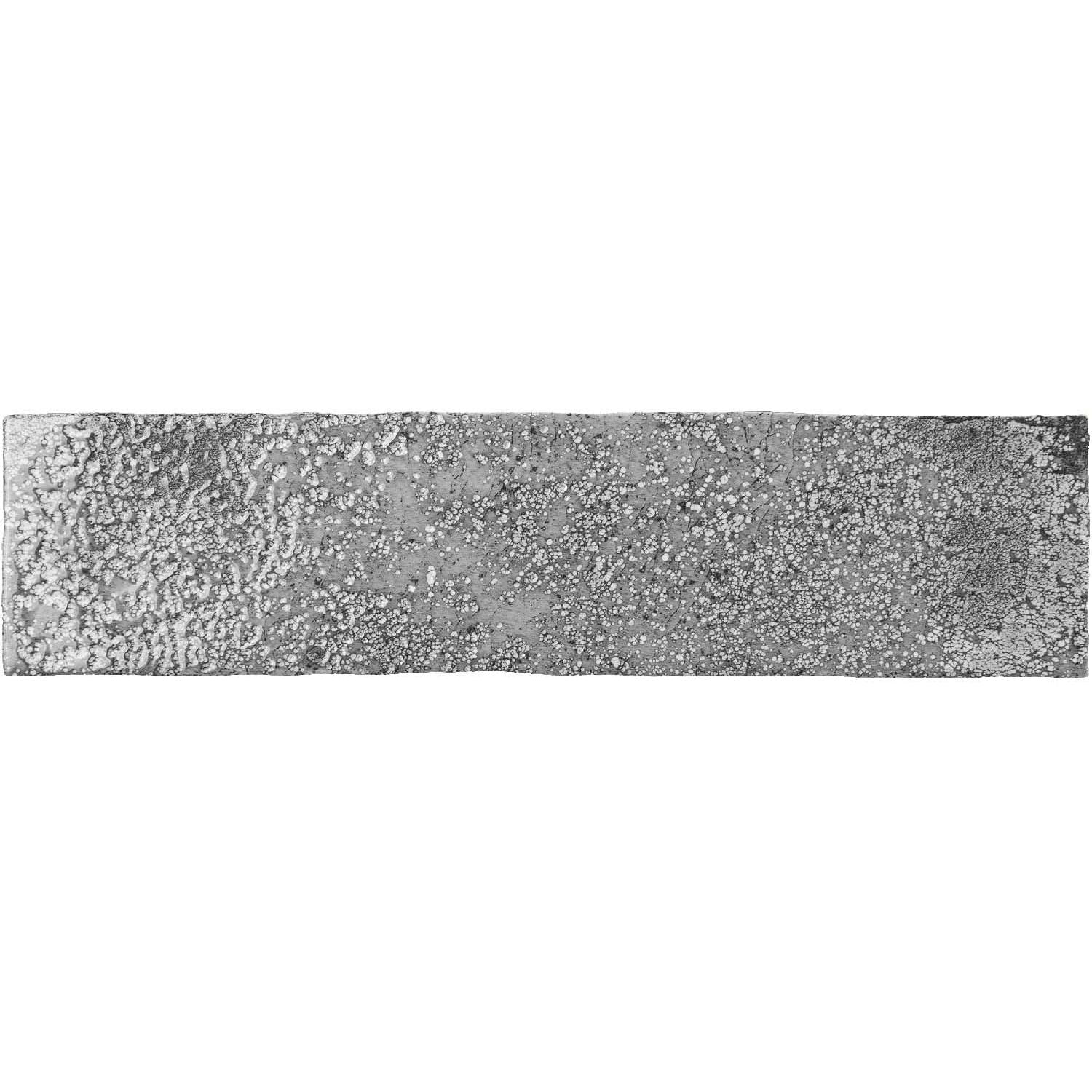 Silver metallic rectangular tile with textured speckled surface from oken brick anthracite collection