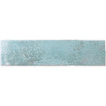A rectangular ceramic tile with a textured speckled turquoise glaze finish from oken brick green collection