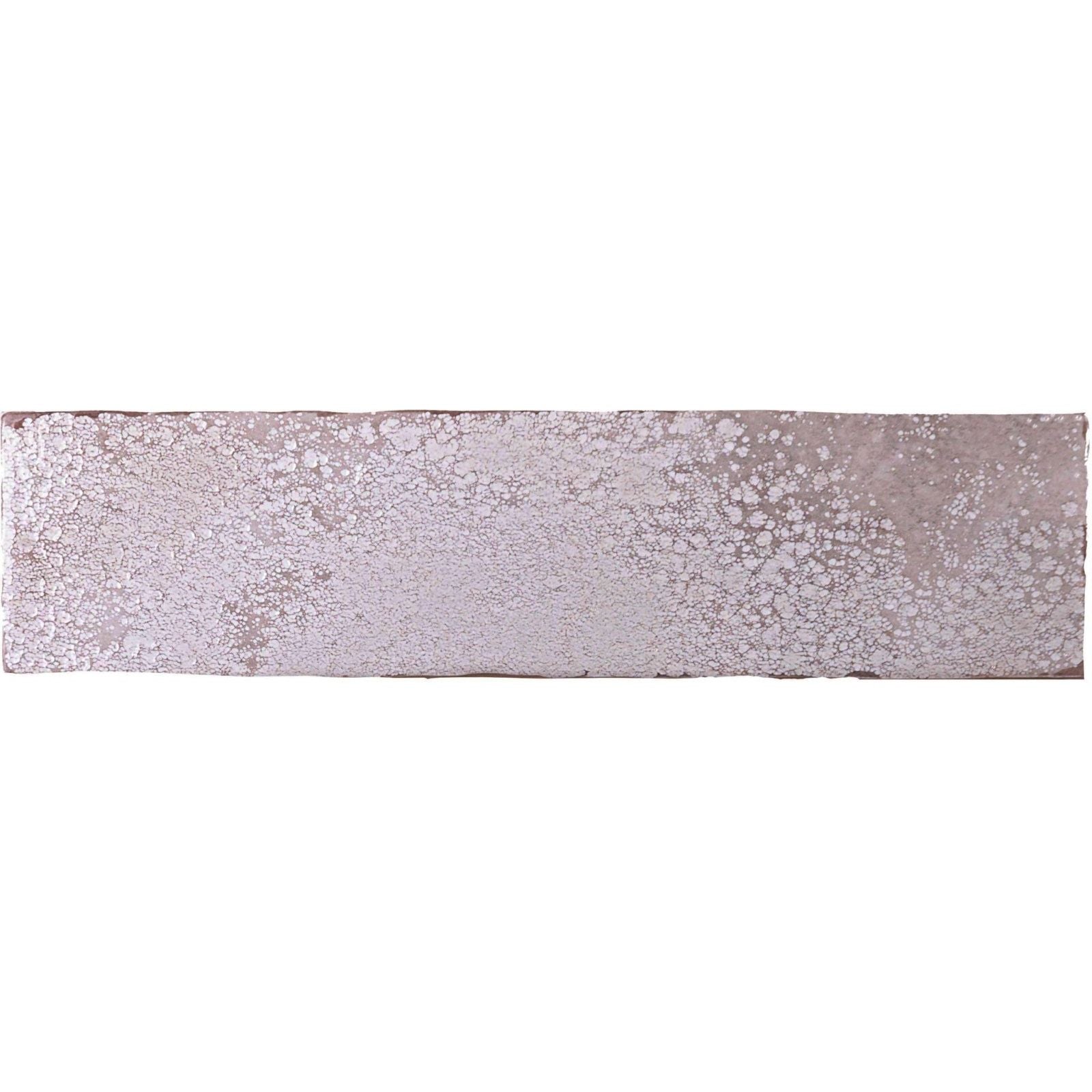 A rectangular ceramic tile oken brick white with a speckled metallic silver finish and subtle gray undertones