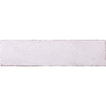 A rectangular off-white ceramic tile with a distressed crackled glaze finish named oken brick white