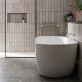 Modern freestanding bathtub oken brick white with sleek minimalist design and smooth white ceramic finish