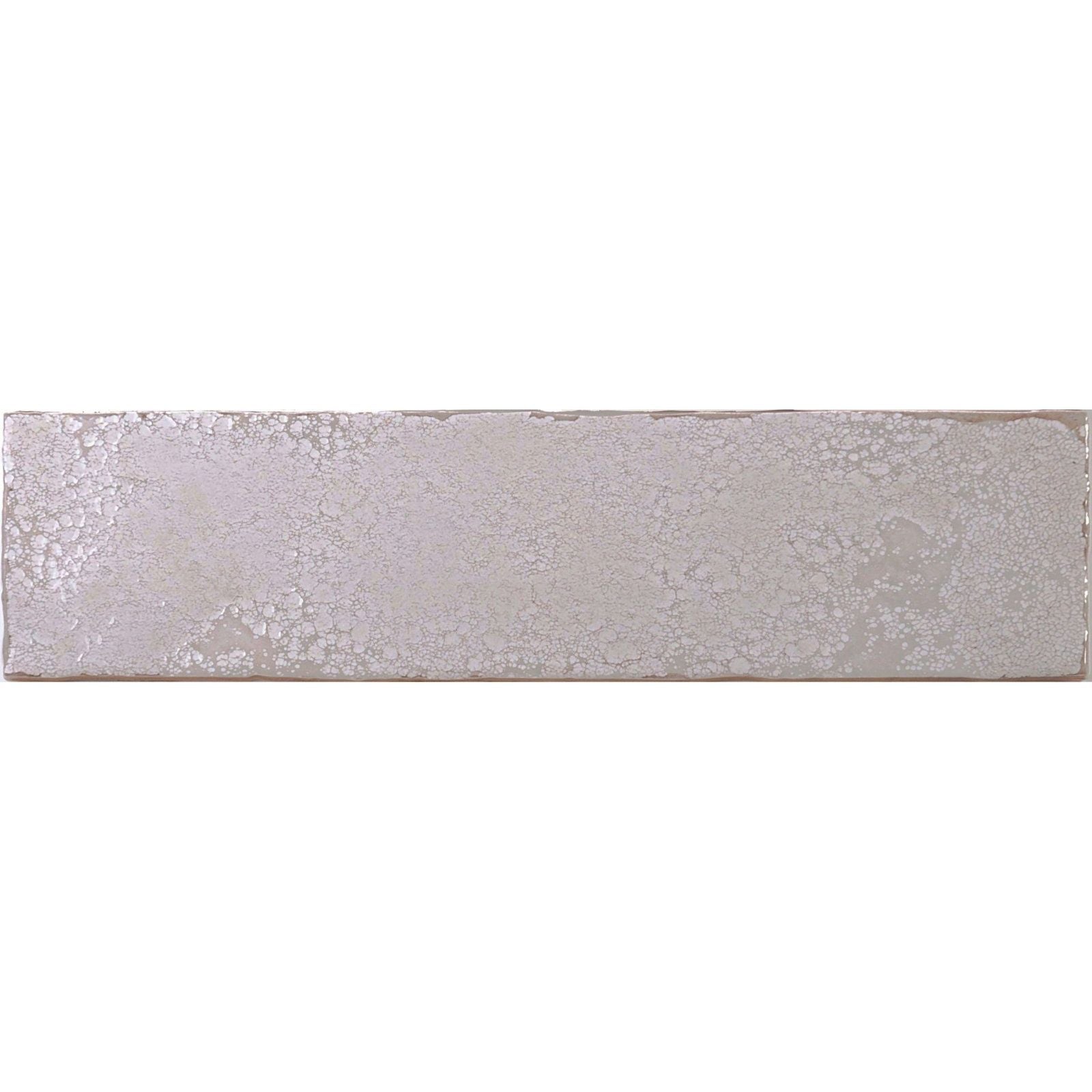 Silver metallic Oken Brick White tile with textured crackled glaze finish for stylish wall and floor applications