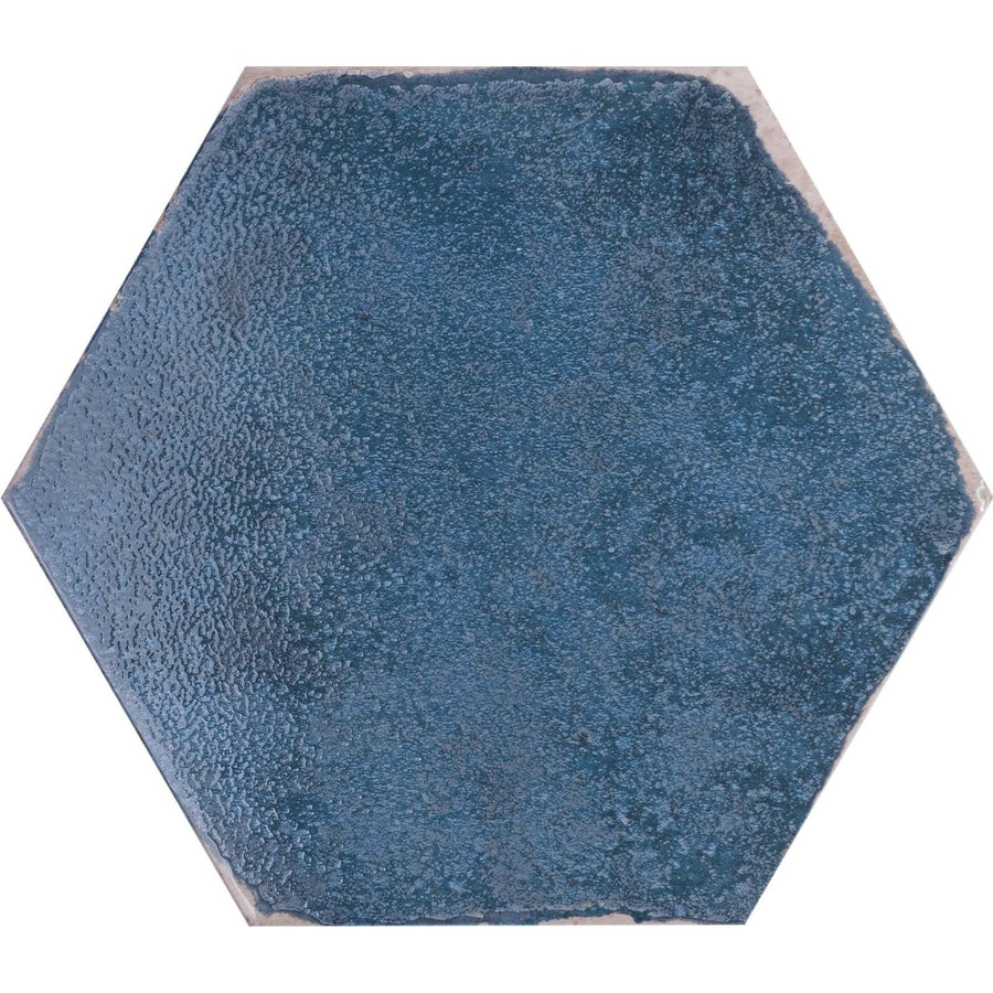 Oken hexagon blue textured matte finish ceramic tile with hexagonal shape for decorative wall or floor use