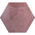 Oken hexagon garnet tile with a textured dusty rose finish and subtle crackle glaze for decorative use