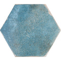 Oken Hexagon green hexagonal ceramic tile with a textured distressed surface and subtle color variations