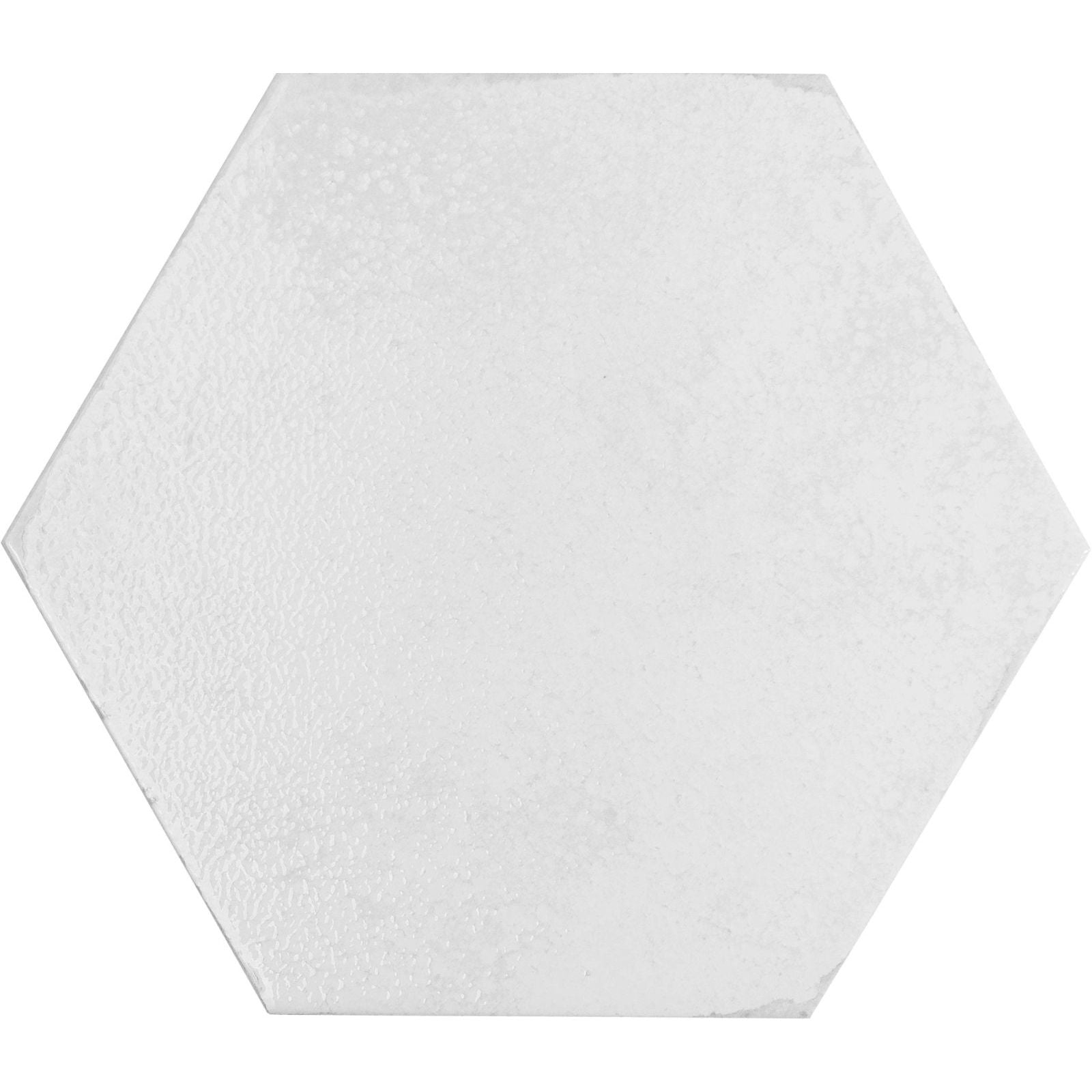 Oken Hexagon White white hexagonal tile with a subtle textured surface for wall and floor applications
