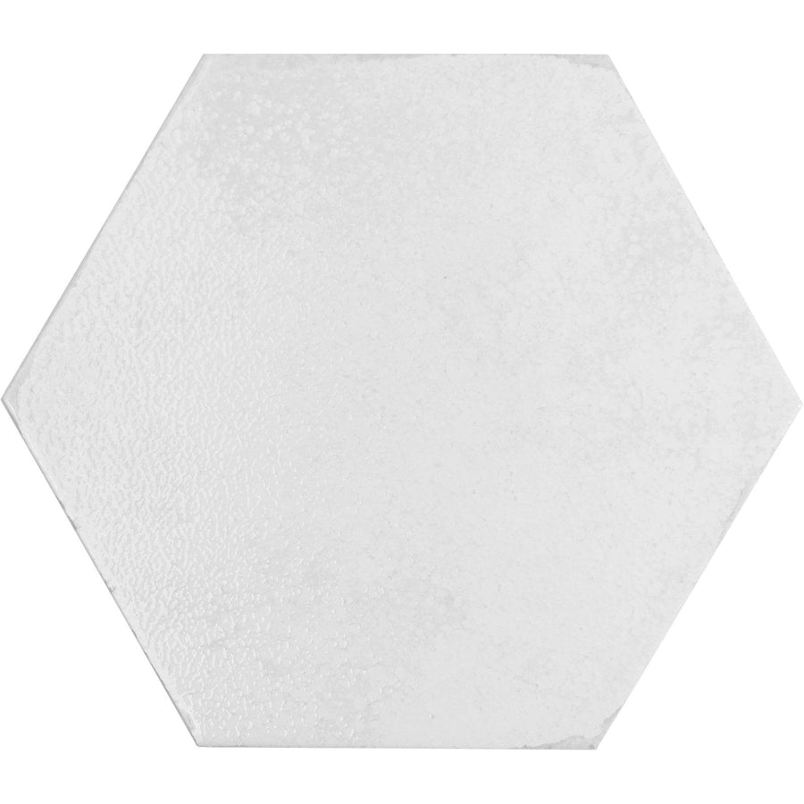 Oken Hexagon White white hexagonal tile with a subtle textured surface for wall and floor applications