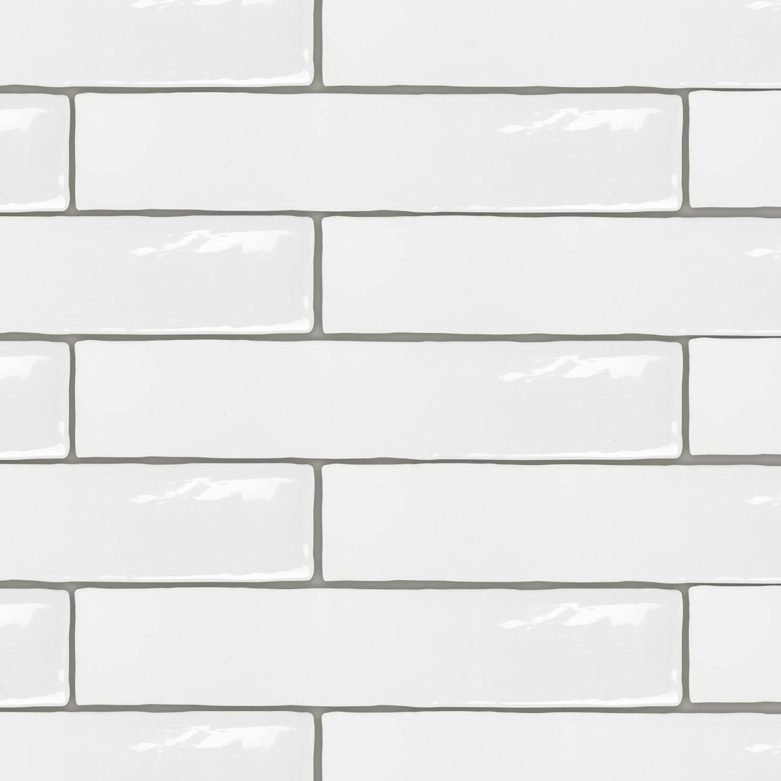 Onda artic wall tiles white rectangular subway tiles with glossy finish and gray grout for wall surfaces
