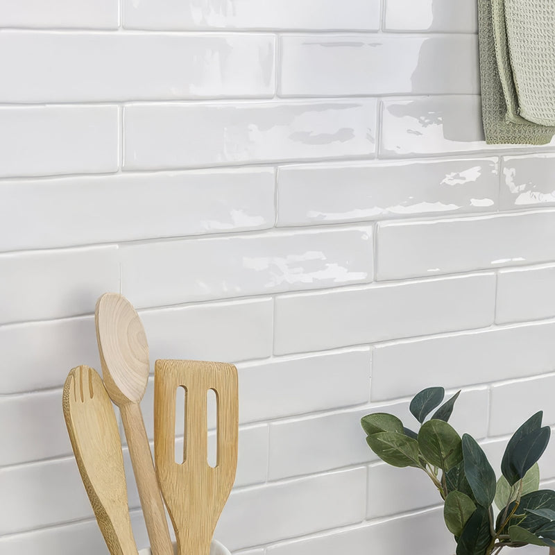 Onda artic wall tiles white glossy subway ceramic tiles ideal for modern kitchen and bathroom walls