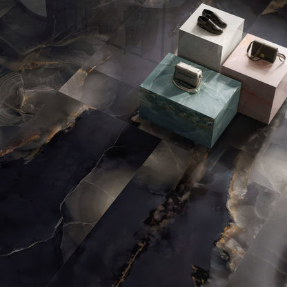 Onyx Black in Polished and Matt Tiles