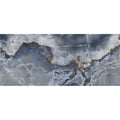 Polished and matt onyx blue marble tiles with gray and white base and subtle golden veining