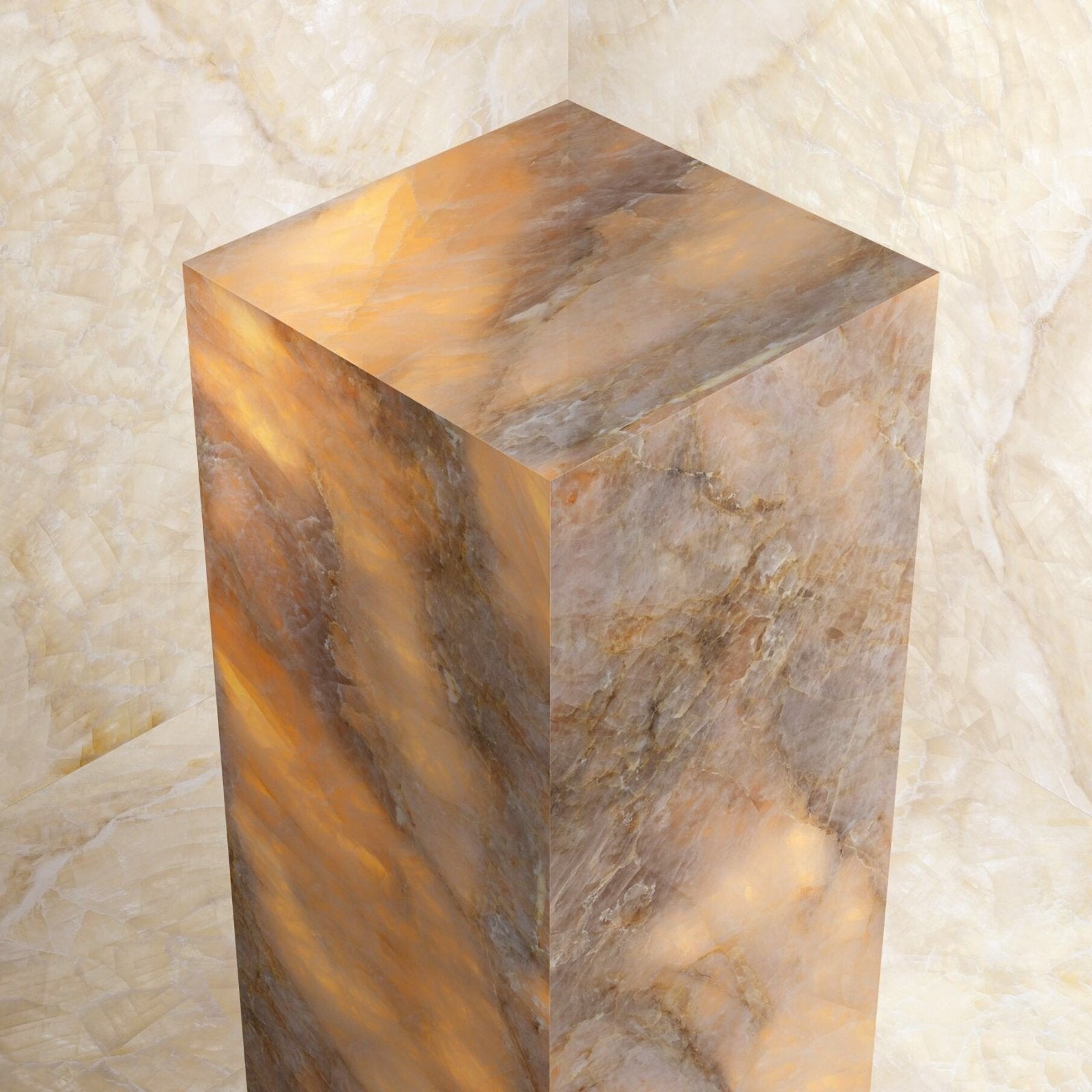 Onyx Copper Polished amber and grey marble-effect tile, polished