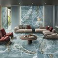 Onyx Green in Polished and Matt Tiles in a room setting
