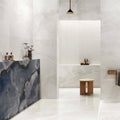 Onyx Ivory in Polished and Matt Tiles in a bathroom setting
