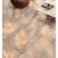 Onyx Lumi Amber matt marble effect floor tile in beige and grey 60 x 120cm