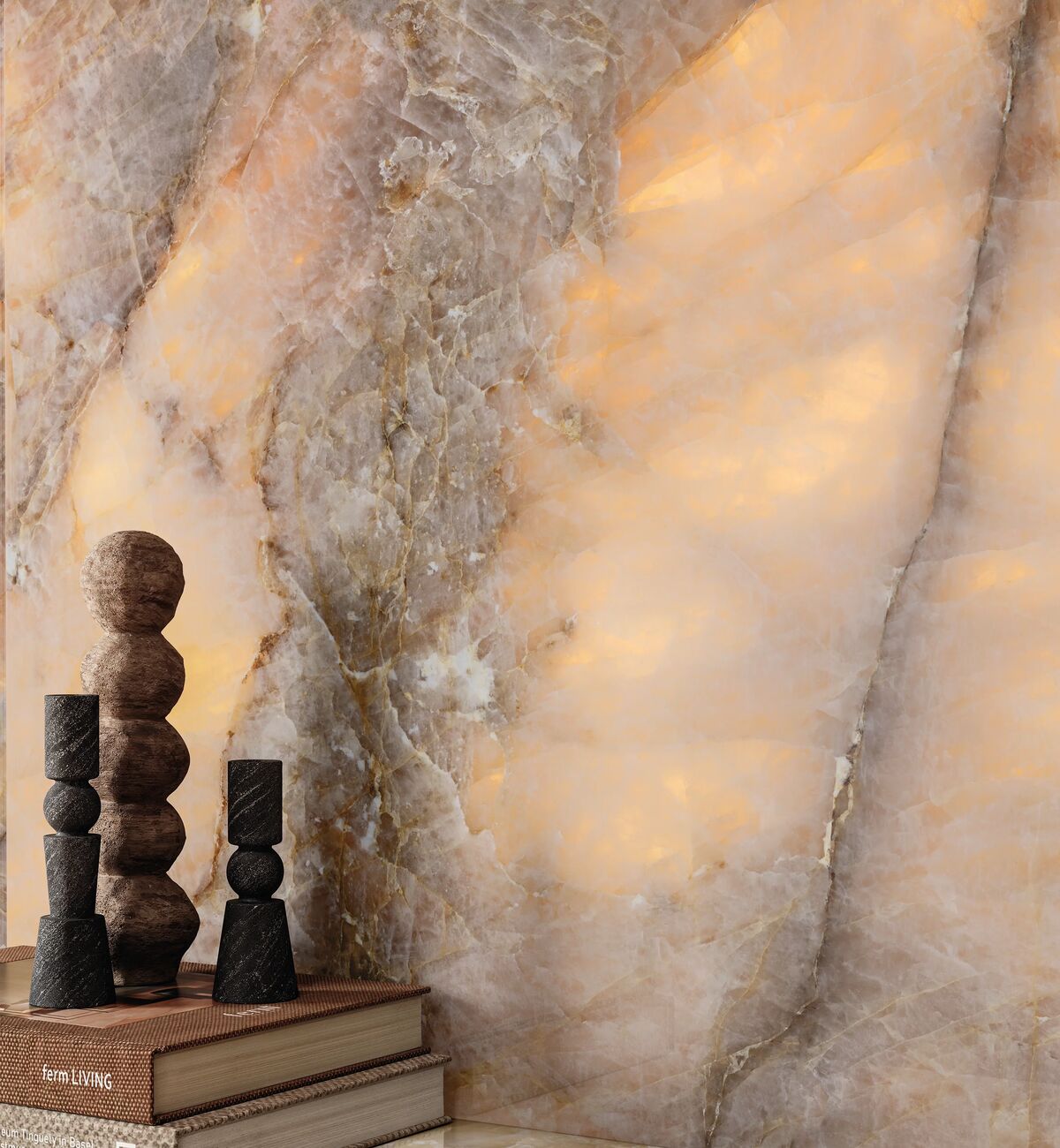 Onyx Lumi Amber Polished Marble Effect Tile 60 x 120cm