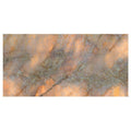 Onyx Lumi Amber matt marble effect tile 60 x 120cm with peach and grey veining