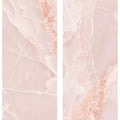 Pink marble onyx tiles with subtle veining and glossy polished finish in both polished and matt options