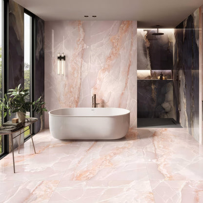 Onyx Pink in Polished and Matt Tiles