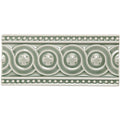 Orford Baroque rectangular matte sage green ceramic tile with raised circular clover motifs and beaded borders