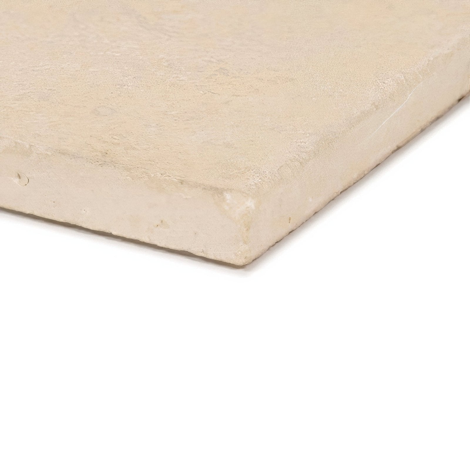 Beige textured stone tile orient 40x40 tumbled edge with a slightly rough natural surface tumbled and unfilled