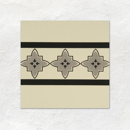 Marrakech Border Light Grey and Black on White Ceramic Wall & Floor Tile - thumbnail 1