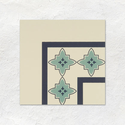 Marrakech Corner Dark Blue and Dark Jade on White Ceramic